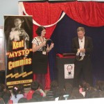 Librarian Kate Clark and Magician Kent Cummins at McBee Elementary kicked off the Reading is Fundamental program at McBee Elementary in Austin with the "Reading is Magic" theme.
