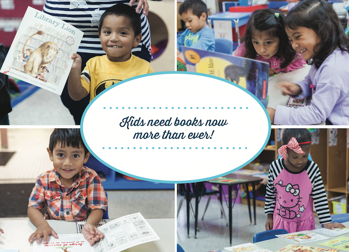 image of kids with gift books