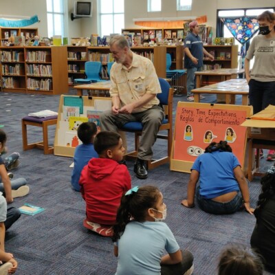 Volunteer brian Wood introduces Summer Success at Overton Elementary